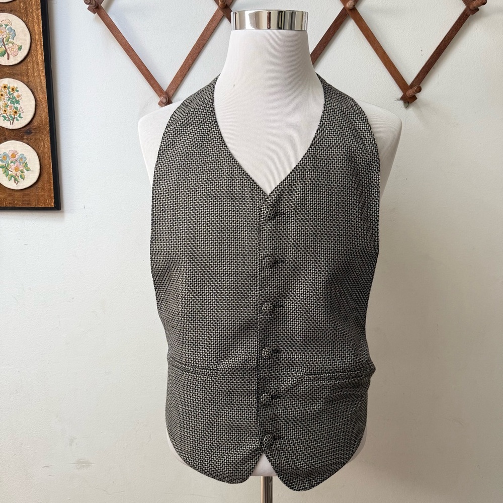 Vintage Textured Wool Patterned Backless Waistcoa… - image 1